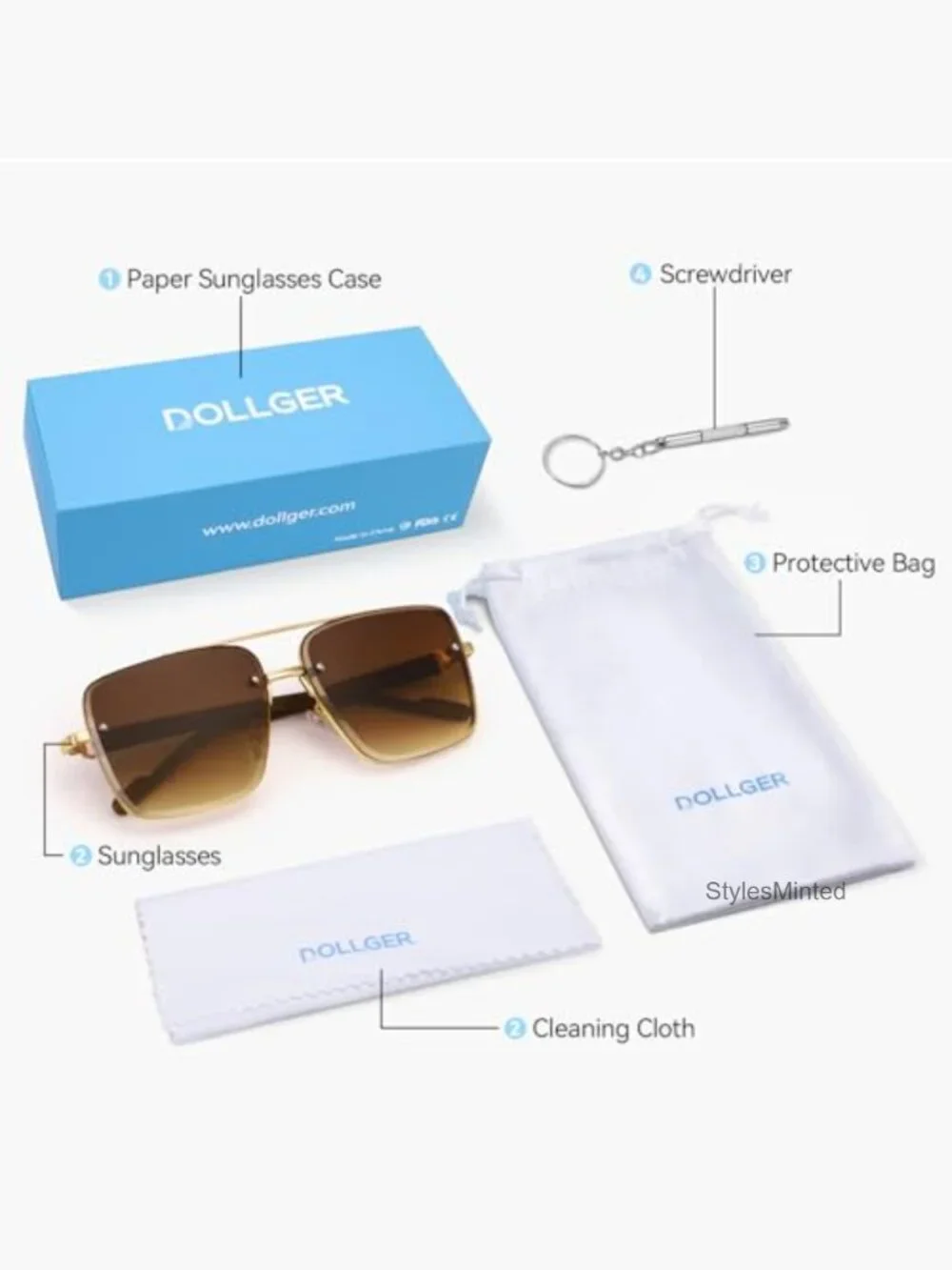Oversized Square Aviator Sunglasses for Men Women UV400 Protection